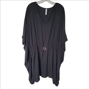 Cacique Black V-Neck Tunic with Cinch Ring